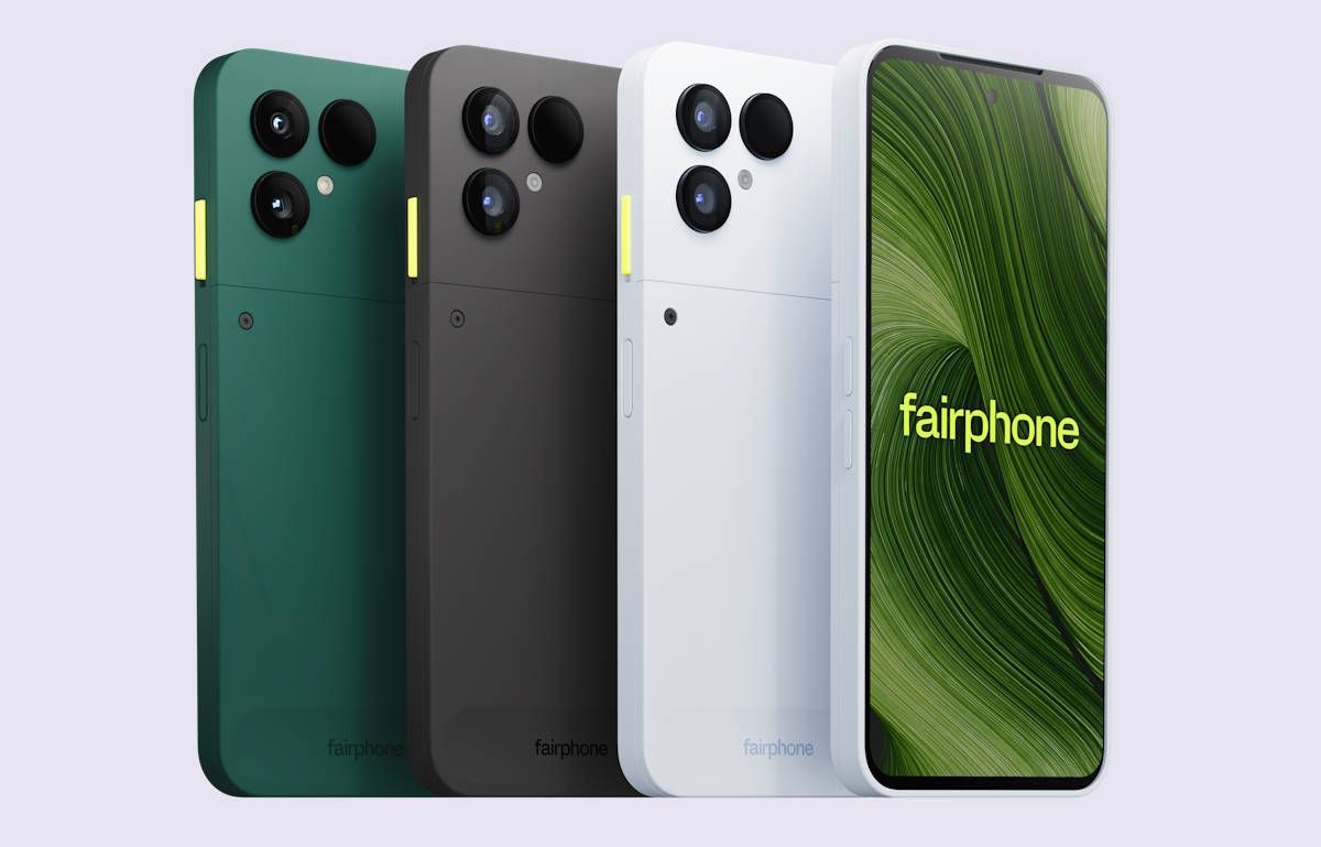 De Fairphone (Gen 6.) is verkrijgnbaar in Wit, Zwart en Groen