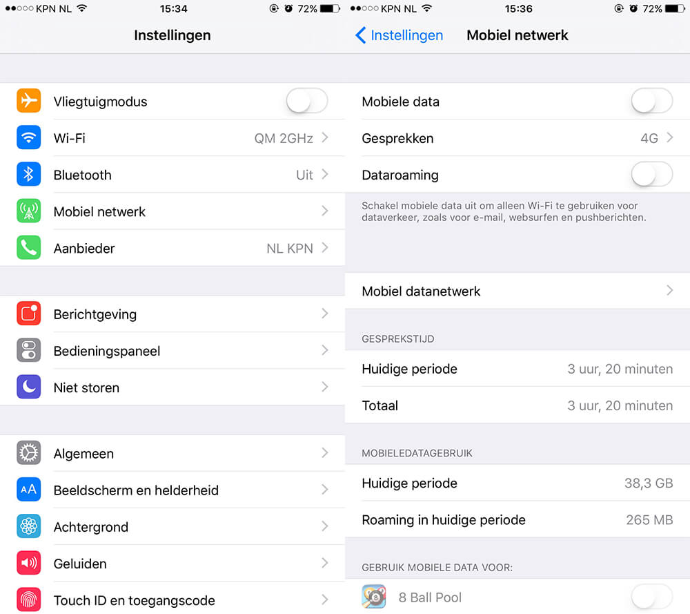 iOS - Mobiel Internet uit