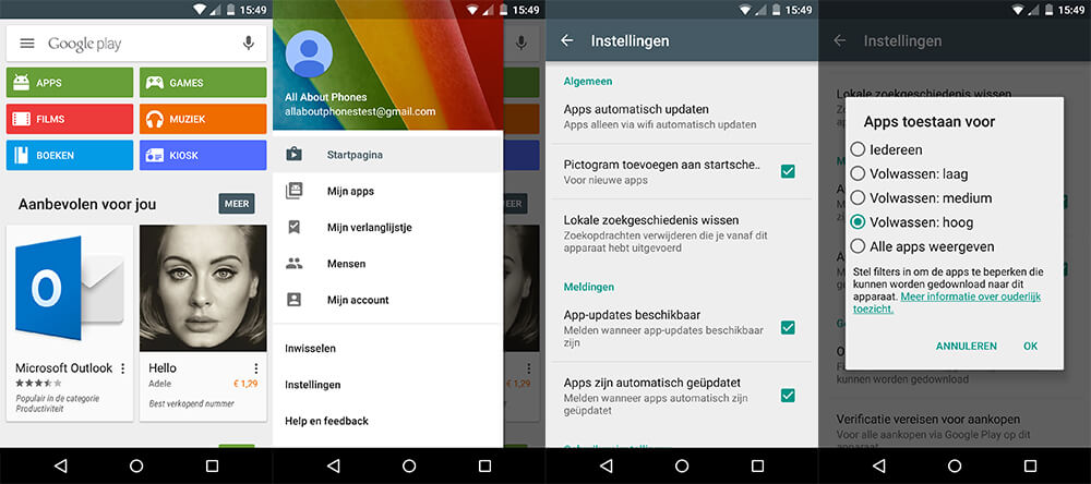 Android - Play Store leeftijdsgrens